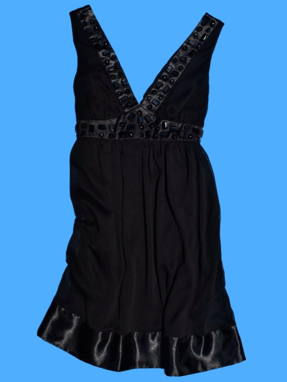 2000s Forever 21 Plunge V-Neck Cocktail Little Black Dress
